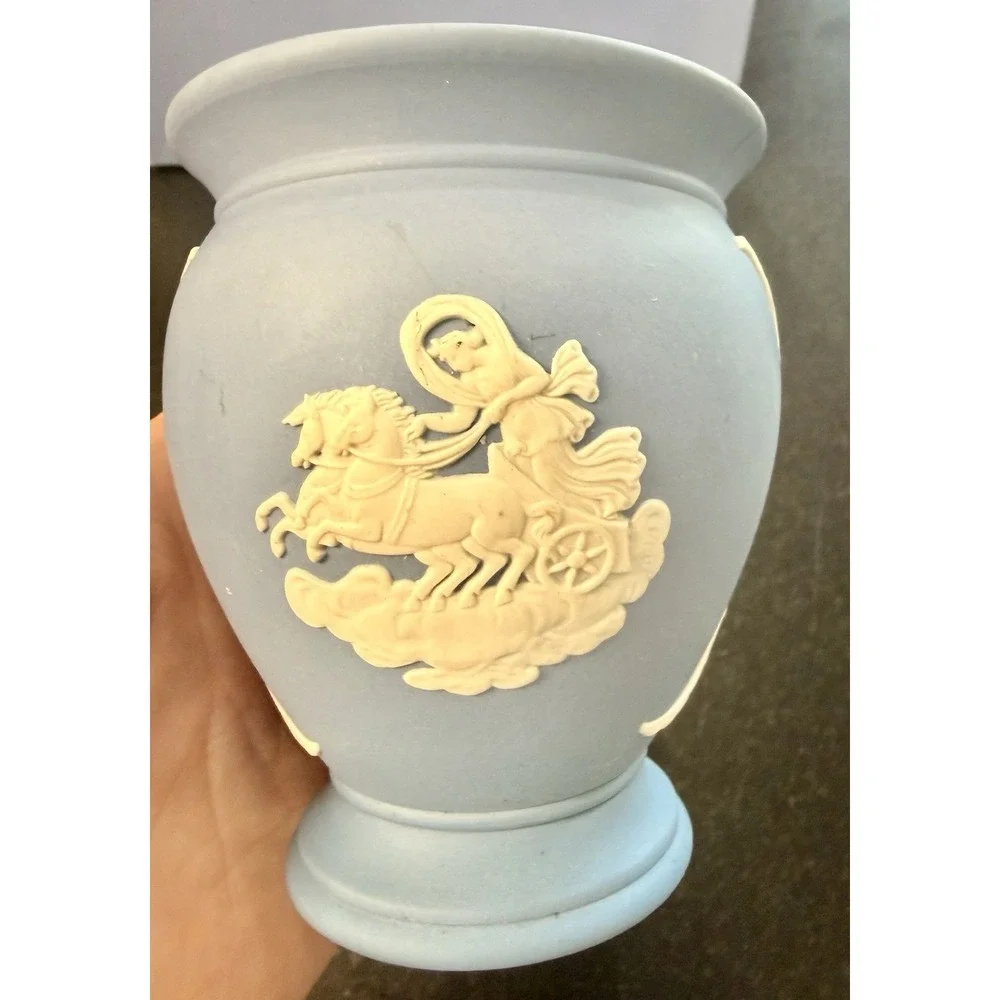 Wedgwood Jasperware Blue Lot Silver Jubilee Plate Wedding Plate & Vase England